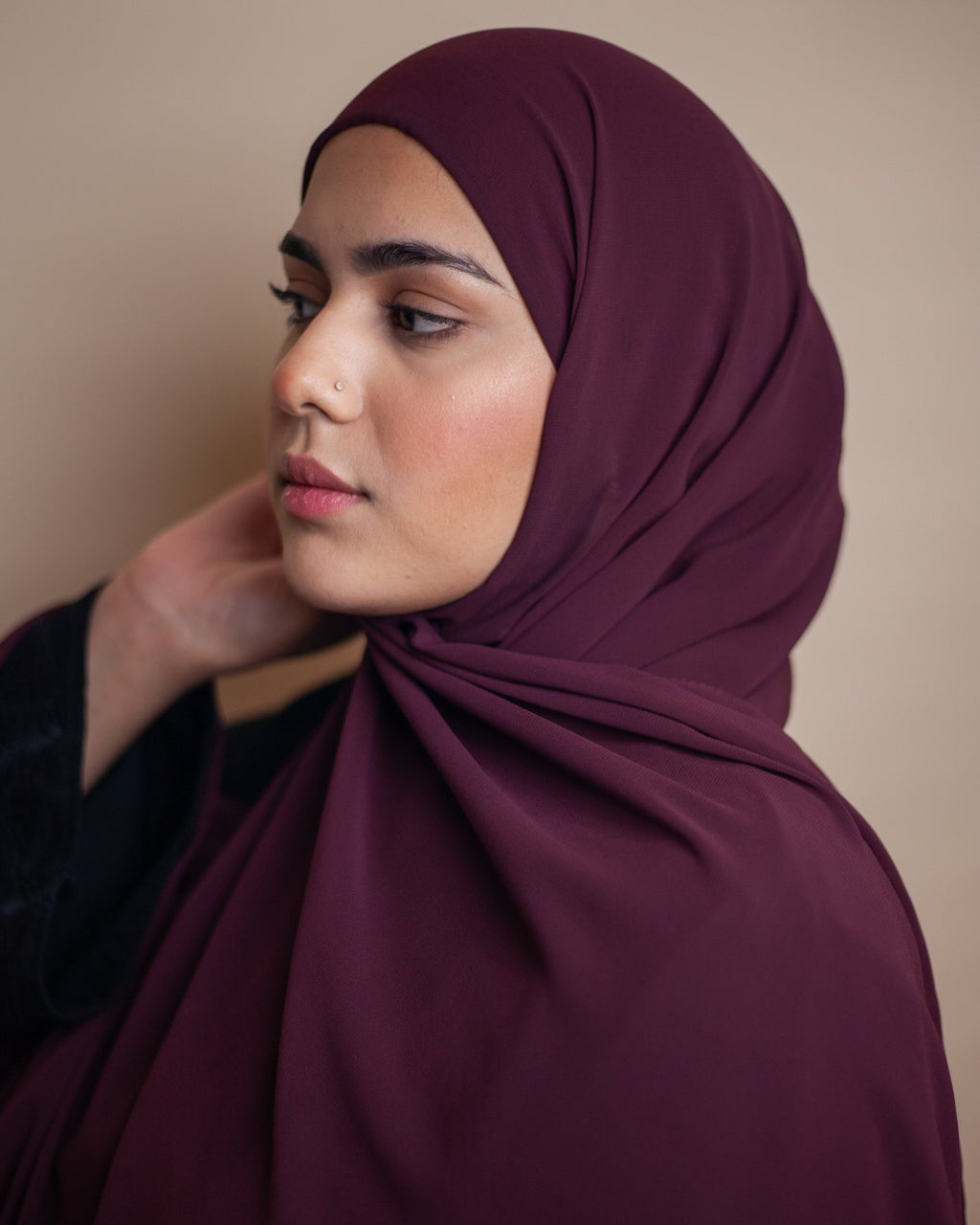 Ready-to-Wear Korean Chiffon Hijab — Burgundy