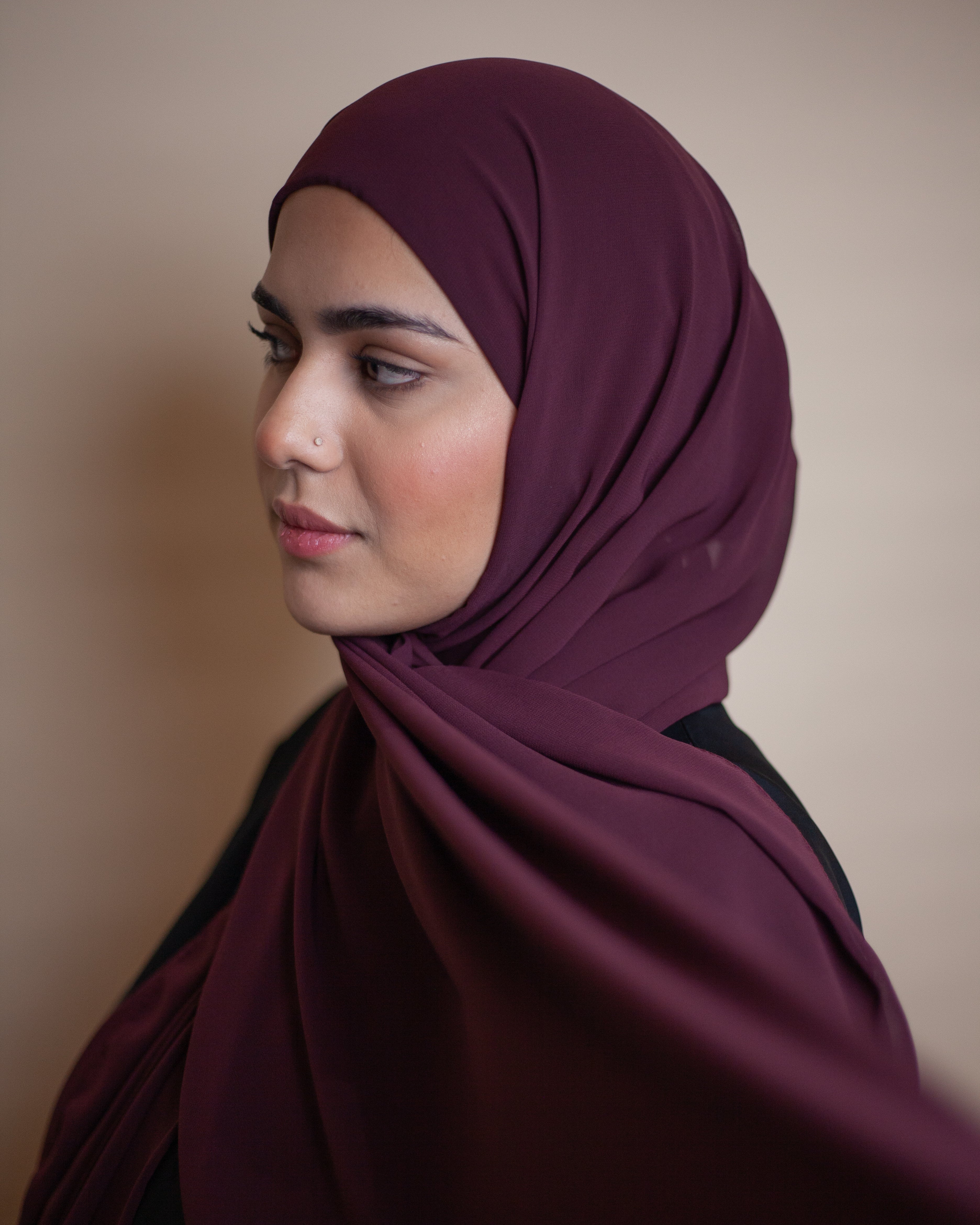 Ready-to-Wear Korean Chiffon Hijab — Burgundy
