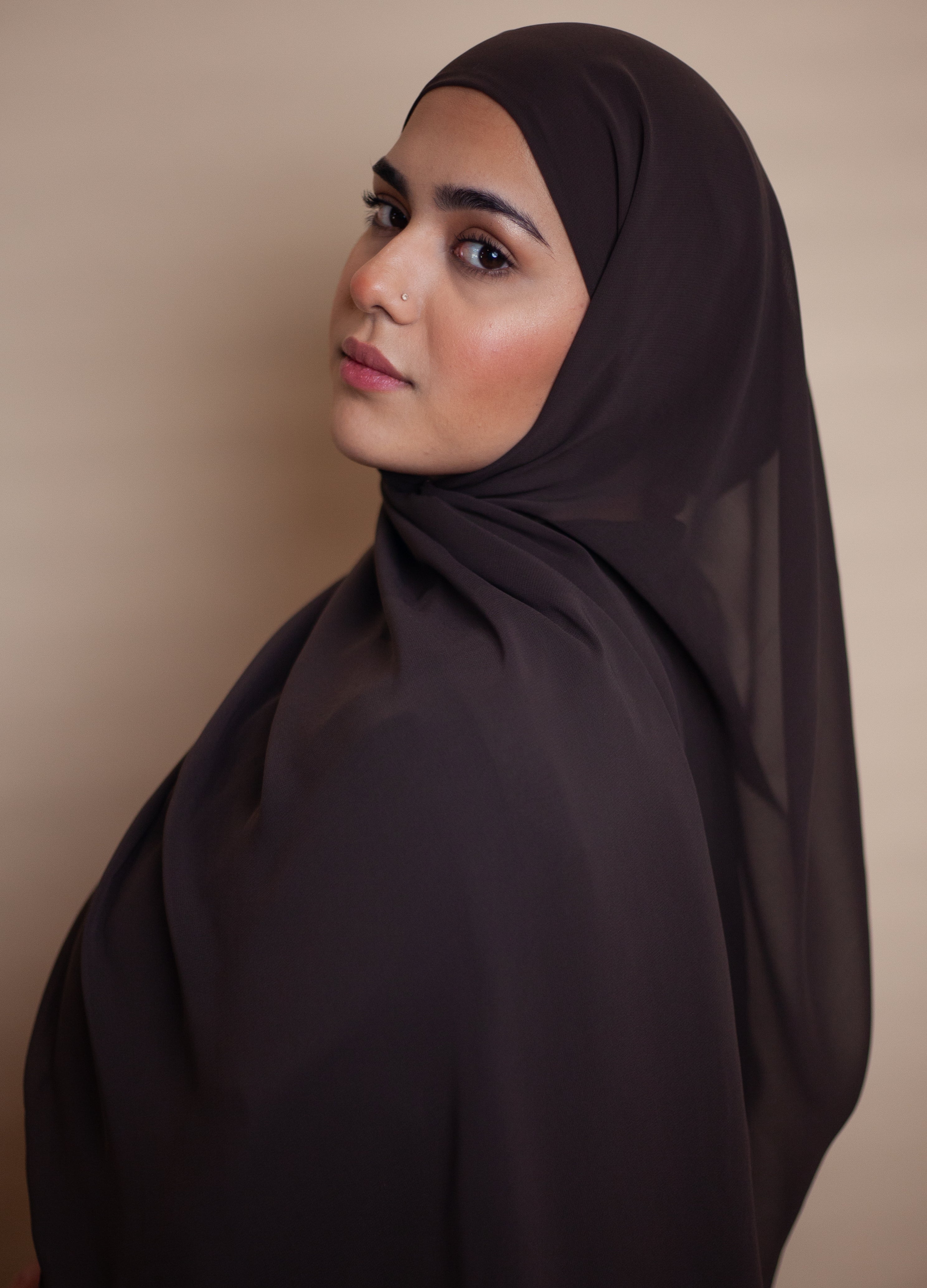 Ready-to-Wear Korean Chiffon Hijab — Brown