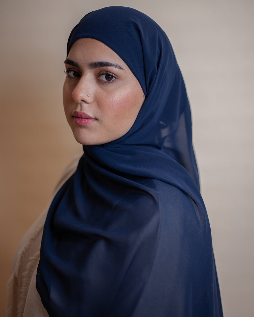 Ready-to-Wear Korean Chiffon Hijab — Navy Blue