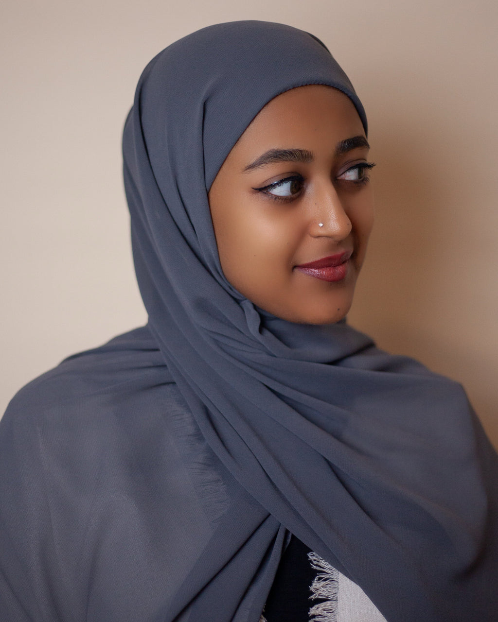 Ready-to-Wear Korean Chiffon Hijab — Charcoal